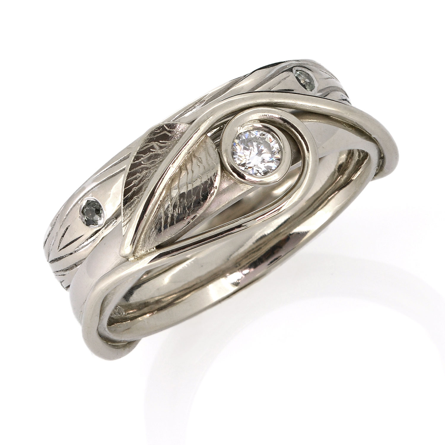 Georgina Ettridge  Woodgrain and Leaf Ring Set