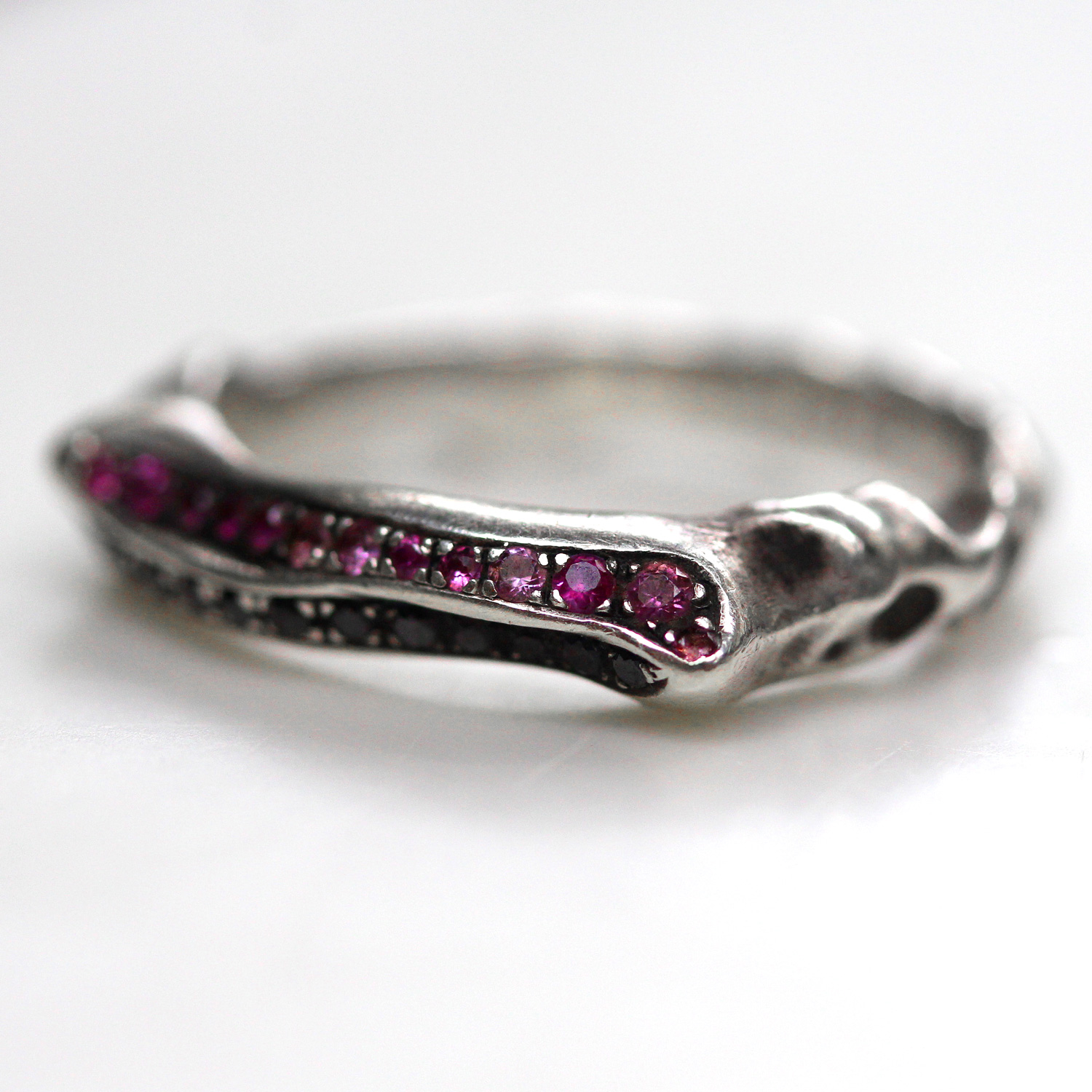 Kerstin Haigh Studio  Double Cut Band with Aquamarine Lens and Green Tourmaline