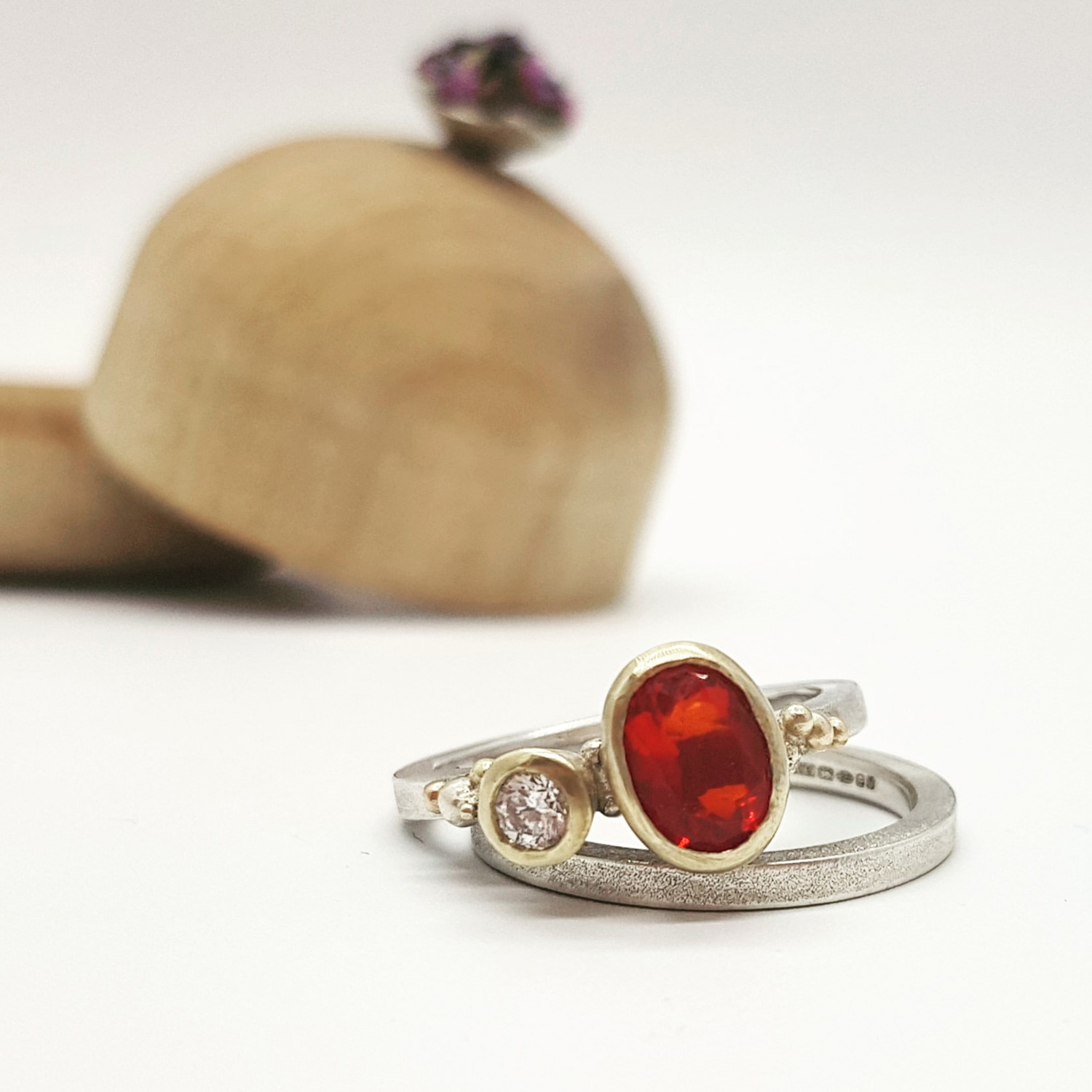 Rebecca Oldfield Fire Opal Engagement Ring